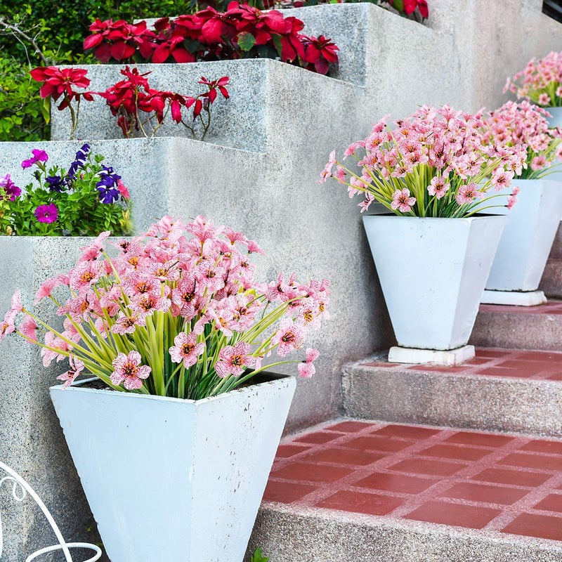 JEMONG 12 Bundles Artificial Flowers Outdoor UV Resistant Fake Flowers No Fade Faux Plastic Plants Garden Porch Window Box Decorating (Pink) - Image 3